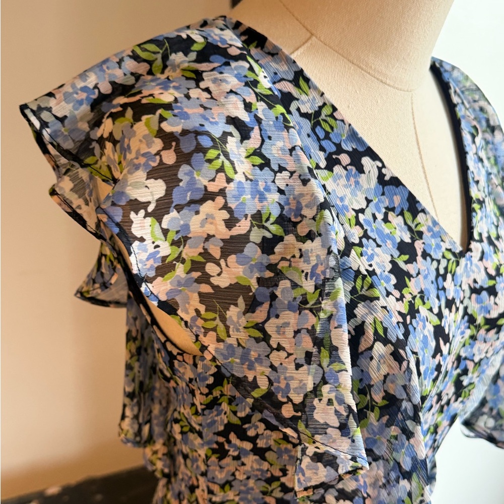 Tommy Hilfiger Asymmetrical Floral Dress - Blue and Green